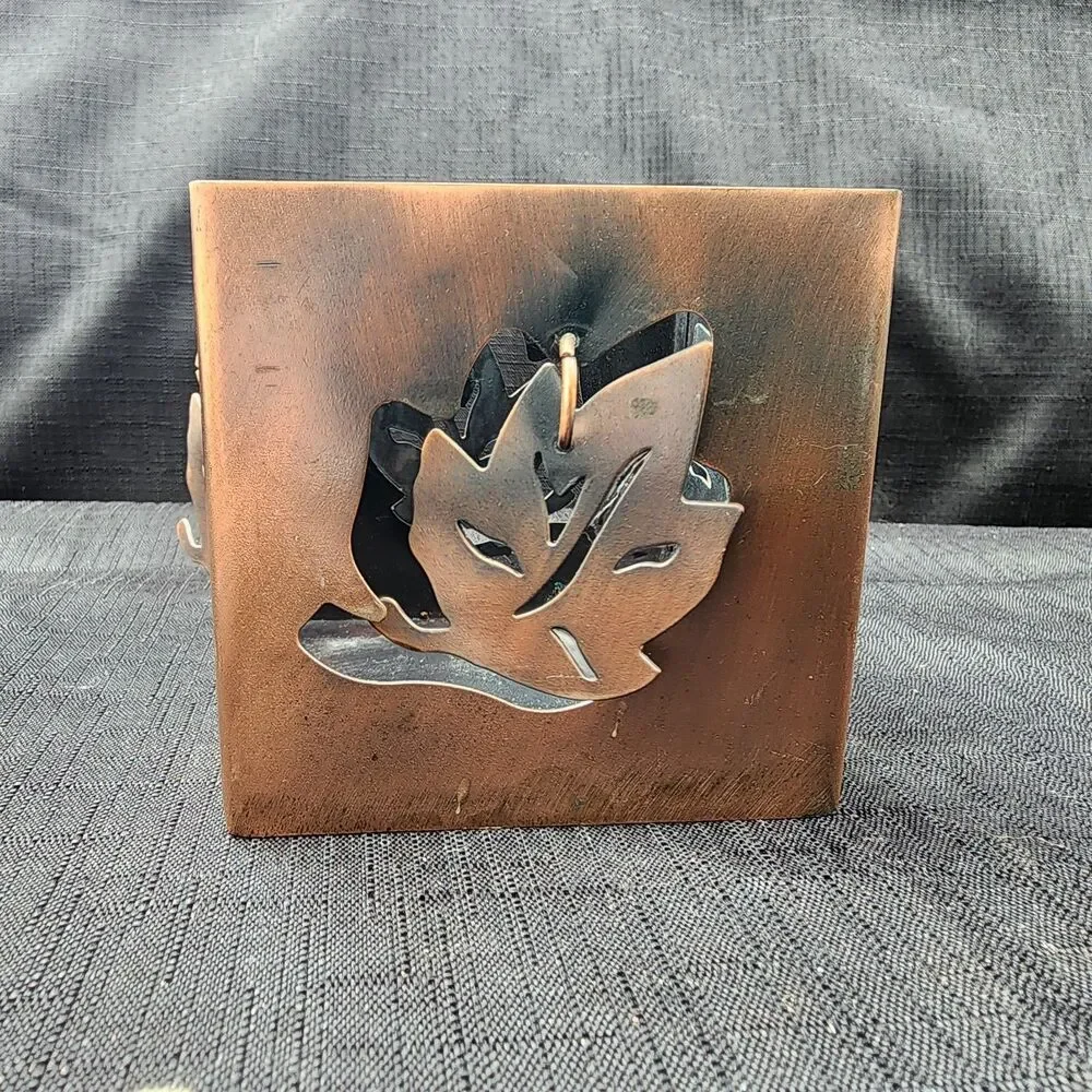 Autumn Leaf Tealight Votive  Candle Holder Copper Tone  Fall Harvest Decor